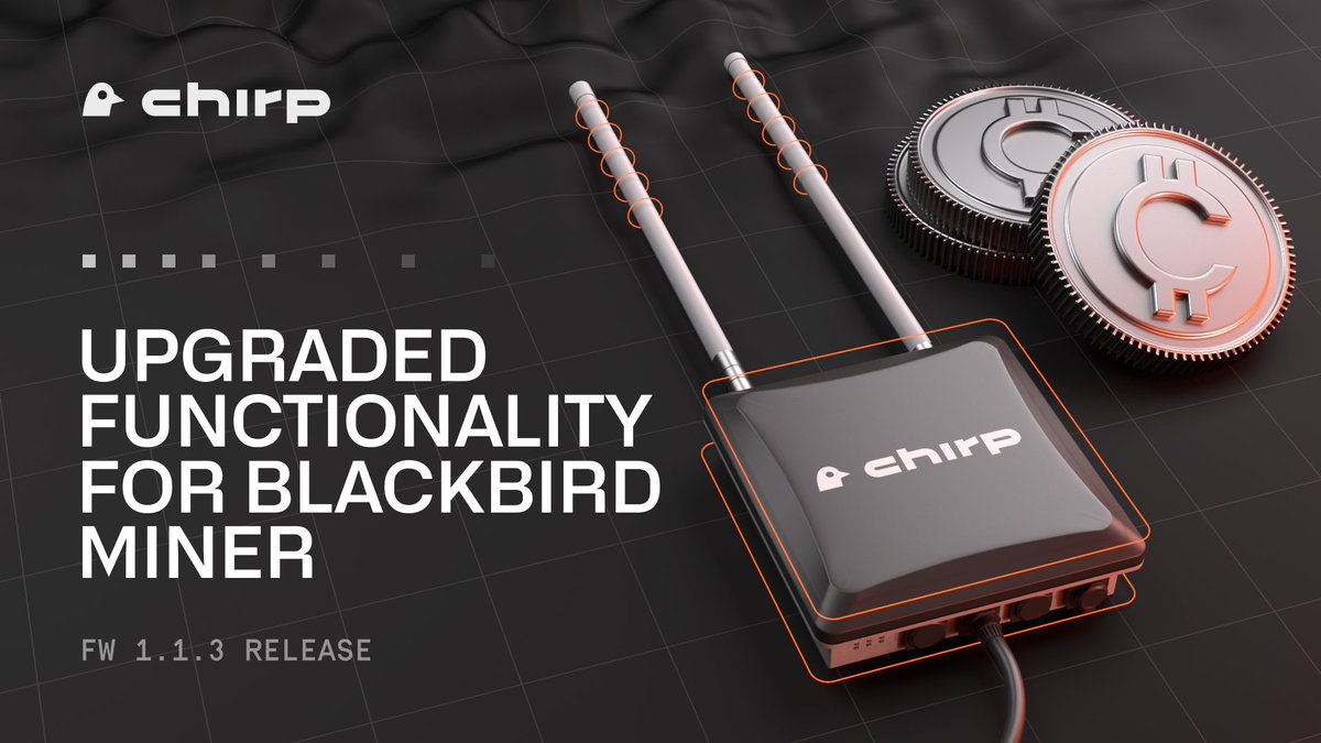 Exciting News for <a href="/ChirpDeWi/">Chirp</a> Keepers!

New #Blackbird miner firmware 1.1.3 is live, packed with powerful enhancements:

- Monthly traffic reduced from 3.39GB to 600MB
- LTE modem can now be toggled on/off in gateway settings
- Enhanced network stability for smoother, more