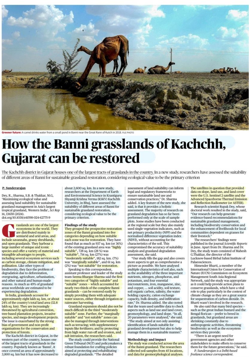 imRavikantYadav's tweet photo. 'How the Banni Grasslands of Kachch Gujarat can be restored'
:Details by P. Sunderarajan
#Grasslands, their distribution,uniqueness, importance,threats,#India Grasslands, #Banni #Kachch #Gujarat-A Study fr #Restoration- #Conservation,recommendations, impact &
More info
#UPSC https://t.co/1kjmpvEAcc