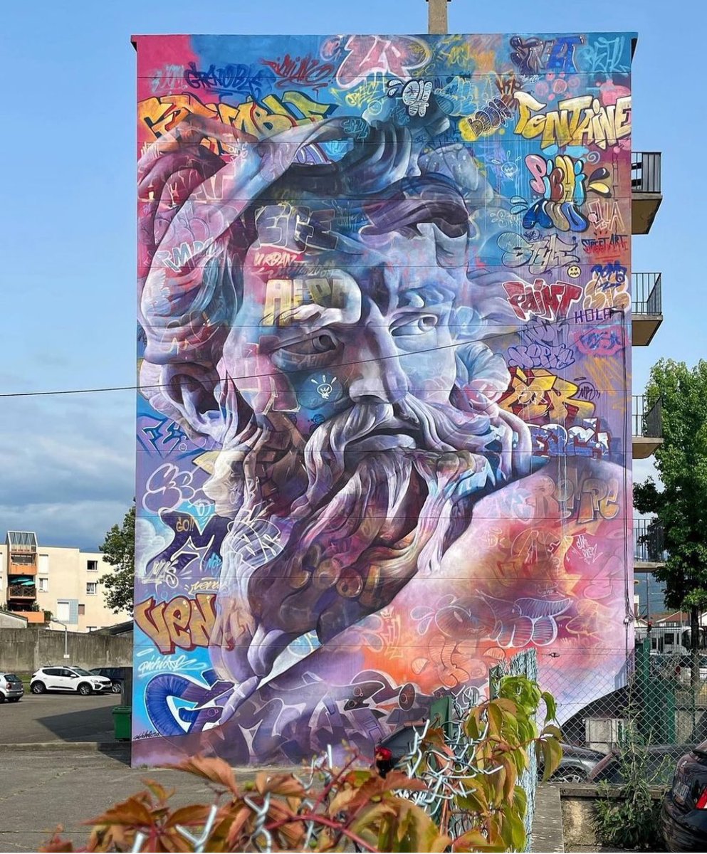 👀👀👀👀👀👀👀👀👀👀👀👀 
PichiAvo painted this colossal  mural for Grenoble Street Art Fest.
#StreetArt #PichiAvo #France