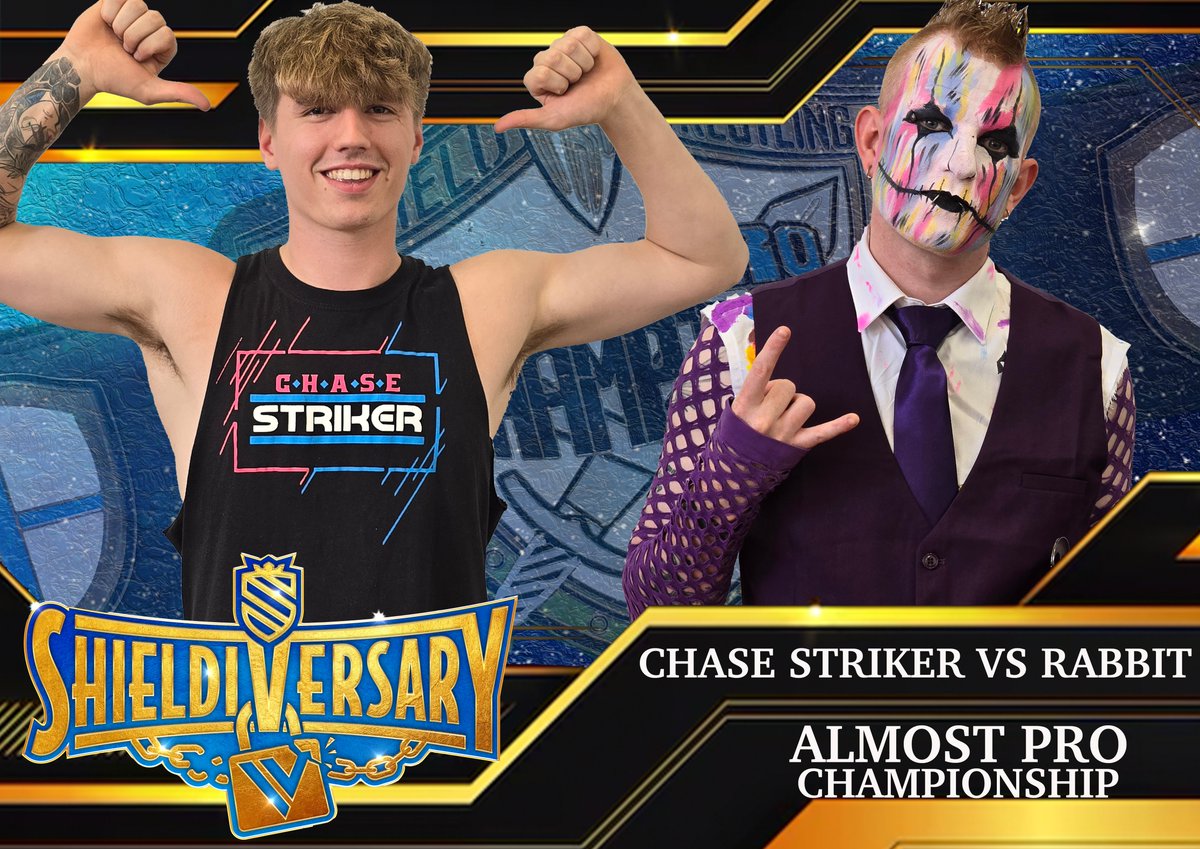 ShieldWrestling's tweet photo. After earning their opportunity picking up victories in their respective matches at our Almost Pro Wrestling School Event it will be Chase Striker vs Rabbit for the Almost Pro Championship at Shieldiversary 4! https://t.co/s96Pavb8GU