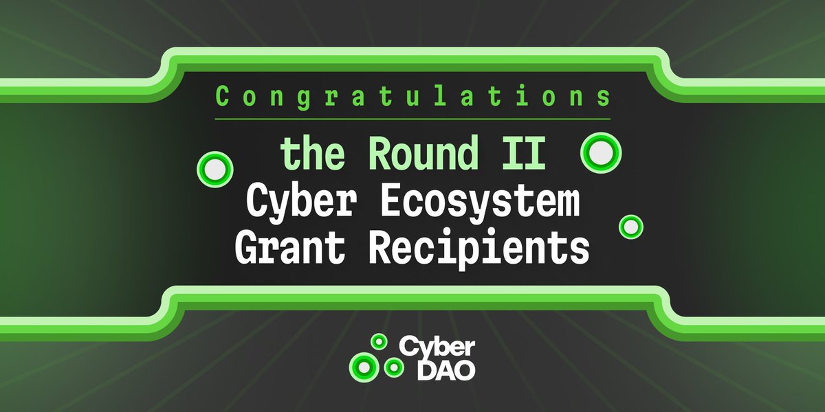 BuildOnCyber's tweet image. 1/4 The recipients of Cyber Ecosystem Grants Round II are in. 🎉

40+ applications ➡️ 8 selected ➡️ 30k CYBER allocated!

We hope you&apos;re as excited as we are. We can&apos;t wait to see these kickass projects live on Cyber. Check the thread for details! 👇