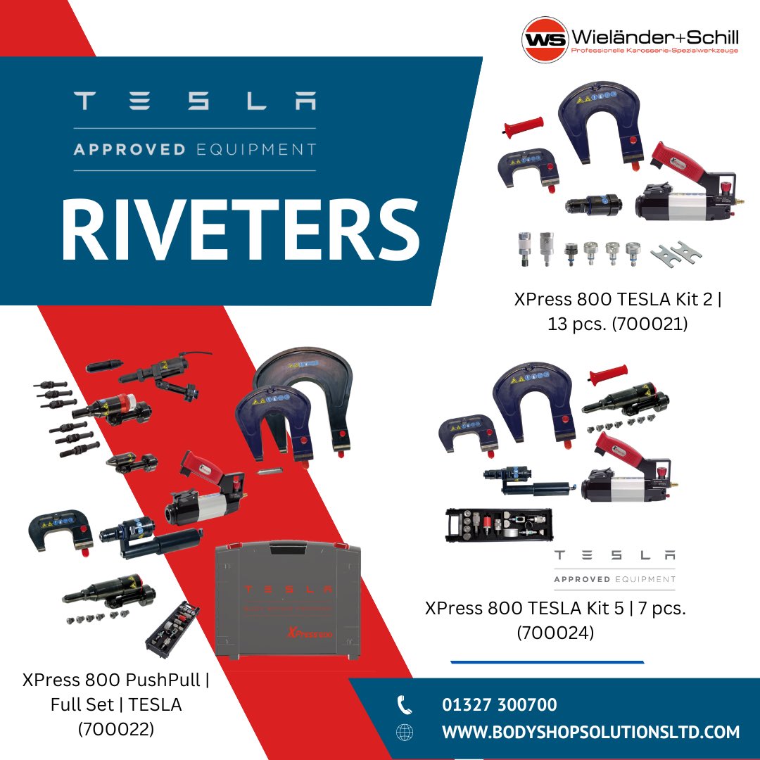 BSHOPSOLUTIONS's tweet image. If you’re looking for Tesla-approved riveting equipment, look no further than Bodyshop Solutions.  

Our selection of Wieländer+Schill’s XPress 800 range is guaranteed to provide a high-quality solution for all your riveting needs.  

#BodyshopSolutions #Riveting