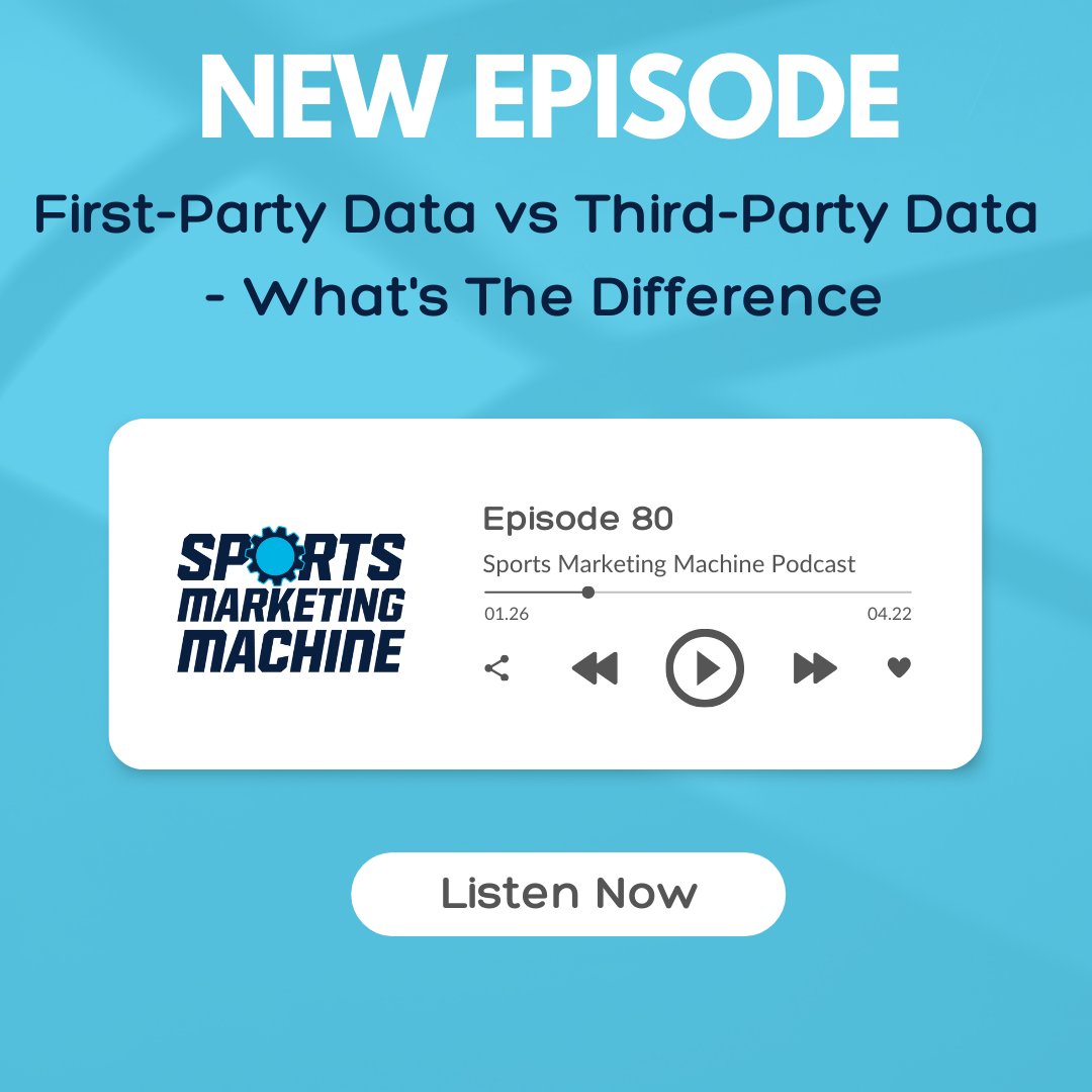 SportsMMachine's tweet photo. 🏟️📊 First-party vs. Third-party data: What's the game-changer for sports teams?
I dig into the differences between the two &amp; how sports teams can use BOTH to improve their marketing &amp;create personalized messaging for fans
Tune into episode 80 of the podcast: LINK IN BIO https://t.co/TeZ2gI8zTG