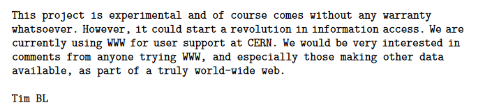 #otd in 1991 Tim Berners-Lee emailed a programmer newsgroup about a new “experimental” app he designed called “WorldWideWeb”: bit.ly/31S0w7z
