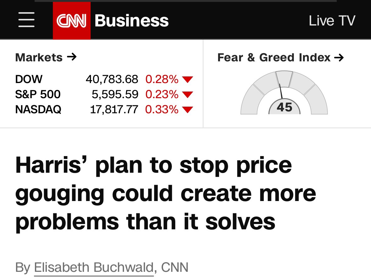 RepHouchin's tweet photo. As @KamalaHarris presents her so-called “solution” to the 20% rise in food prices over the past three years, even Democrat economists are exposing the real impact her plan would have on the industry, prices, and the overall economy. https://t.co/0s0Oj8Ds25