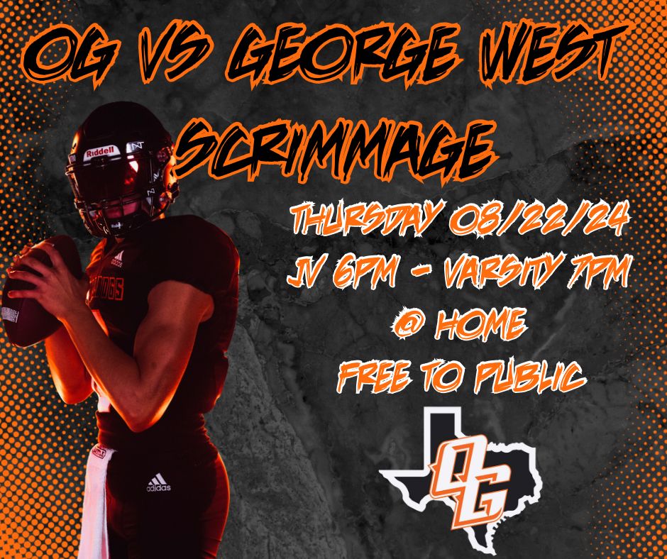 Scrimmage here at Home! JV will start at 6p and Varsity at 7p!  See y’all Thursday, Bulldog Nation!
