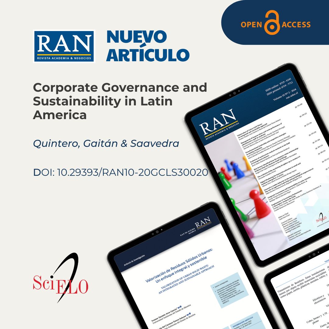 RAN - Revista Academia & Negocios (@ran_udec) on Twitter photo #RAN- New Published Paper🖨️
📖Title: Corporate Governance and Sustainability in Latin America
✍️Written by: Quintero, Gaitán & Saavedra
🔗Link: doi.org/10.29393/RAN10…
#UdeC <a href="/EAN_UdeC/">EAN UdeC</a> <a href="/EditorialUdeC/">Editorial UdeC</a> <a href="/revistasudec/">revistasudec</a> <a href="/UdecChillan/">UdeC Chillán</a> #RAN- New Published Paper🖨️
📖Title: Corporate Governance and Sustainability in Latin America
✍️Written by: Quintero, Gaitán & Saavedra
🔗Link: doi.org/10.29393/RAN10…
#UdeC <a href="/EAN_UdeC/">EAN UdeC</a> <a href="/EditorialUdeC/">Editorial UdeC</a> <a href="/revistasudec/">revistasudec</a> <a href="/UdecChillan/">UdeC Chillán</a>