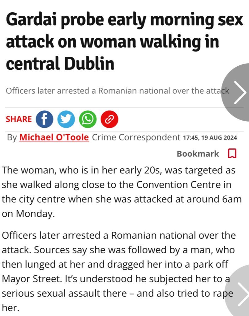 Mick_O_Keeffe's tweet photo. 🚨BREAKING🚨

A Romanian man who attacked a woman yesterday morning has been granted bail. 

I have no words. 

Ireland is a joke. https://t.co/mFX172H4uJ