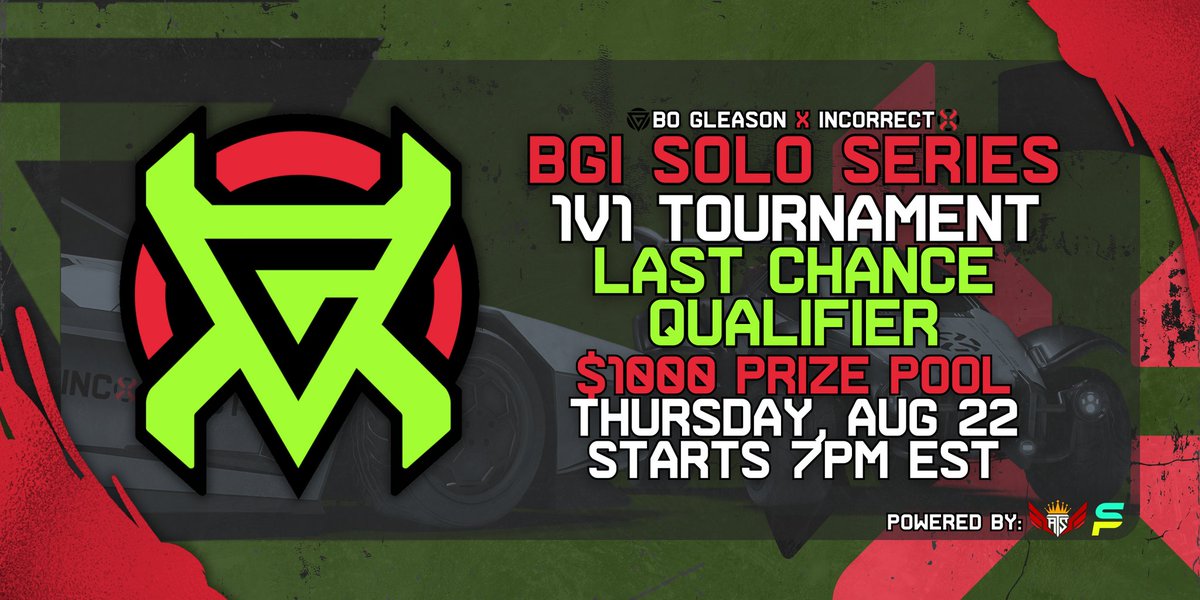 Ascend Tournament Series (@ats_rl) on Twitter photo 🚨 The BGI Solo Series Last Chance Qualifier is this Thursday at 7pm est!
Failed to make top 8? No problem as now is your last chance to secure one of the final 8 spots heading into the Main Event!
The <a href="/BoGleason/">Bo Gleason</a> x <a href="/IncorrectEsport/">Incorrect</a> Solo Series powered by <a href="/ATS_RL/">Ascend Tournament Series</a> and 🚨 The BGI Solo Series Last Chance Qualifier is this Thursday at 7pm est!
Failed to make top 8? No problem as now is your last chance to secure one of the final 8 spots heading into the Main Event!
The <a href="/BoGleason/">Bo Gleason</a> x <a href="/IncorrectEsport/">Incorrect</a> Solo Series powered by <a href="/ATS_RL/">Ascend Tournament Series</a> and