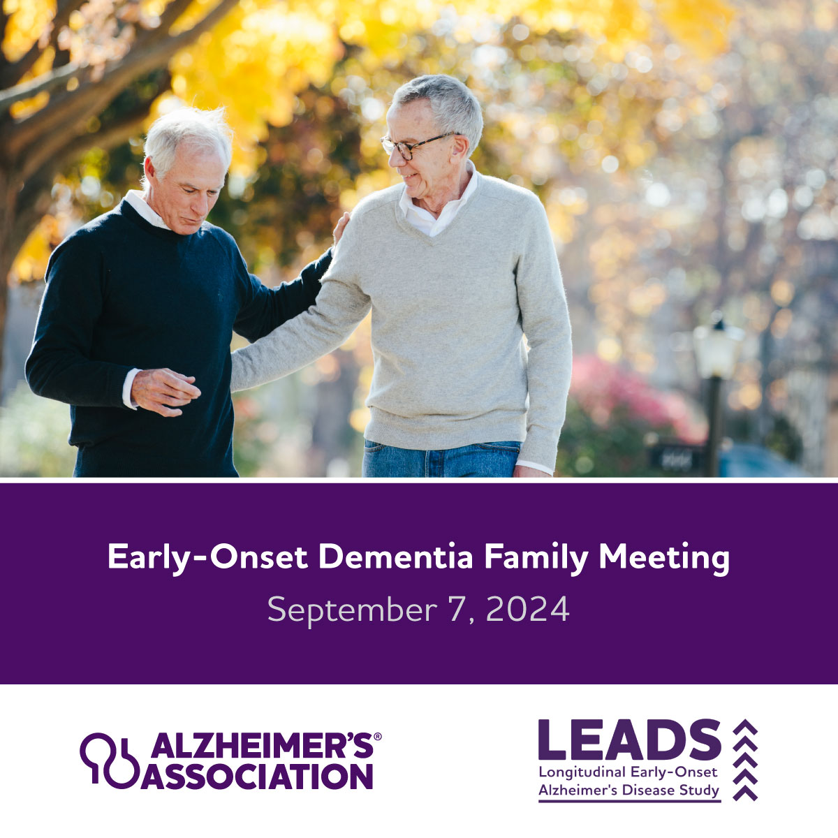 Is your family member or loved one living with early-onset dementia? Join us on Sept. 7 for a free, virtual meeting to learn about the latest dementia science research, get care and support resources, and share insights and experiences. bit.ly/3LdpJlN