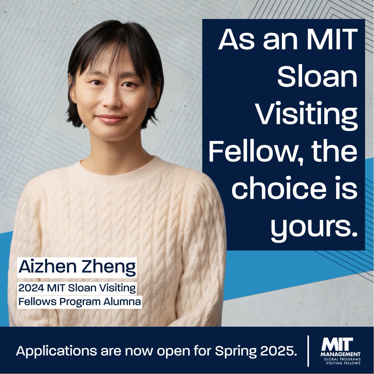 MITSloanGP's tweet photo. As a Visiting Fellow, the choice is yours.

Learn more about the program &amp; begin your application at the link below:

https://t.co/BaYByGGwmA https://t.co/f78vTYVIFL