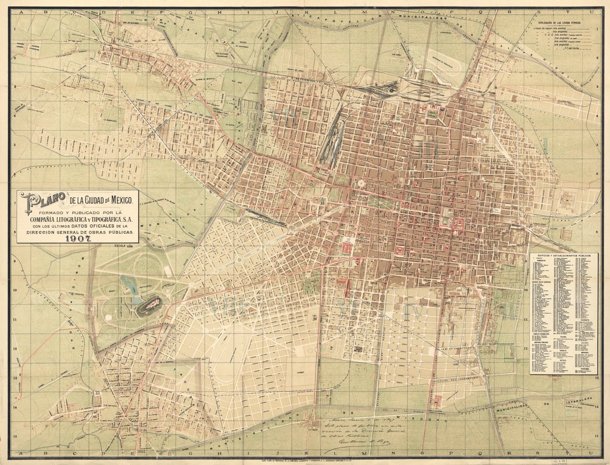 Cuauhtemoc_1521's tweet photo. Comparto un magnifico plano de 1907 de la Ciudad de México. Aunque no se alcanzará a ver el detalle de las calles y avenidas, si da una idea de la extensión de la capital, terminando por el norte en Tlatelolco, al oriente en la Penitenciaria de Lecumberri, al sur donde de ubica actualmente Viaducto-Río de la Piedad y al poniente hasta Tacuba. #CDMX
UNA MARAVILLA de tiempos del Porfiriato
Te invito a COMPARTIR