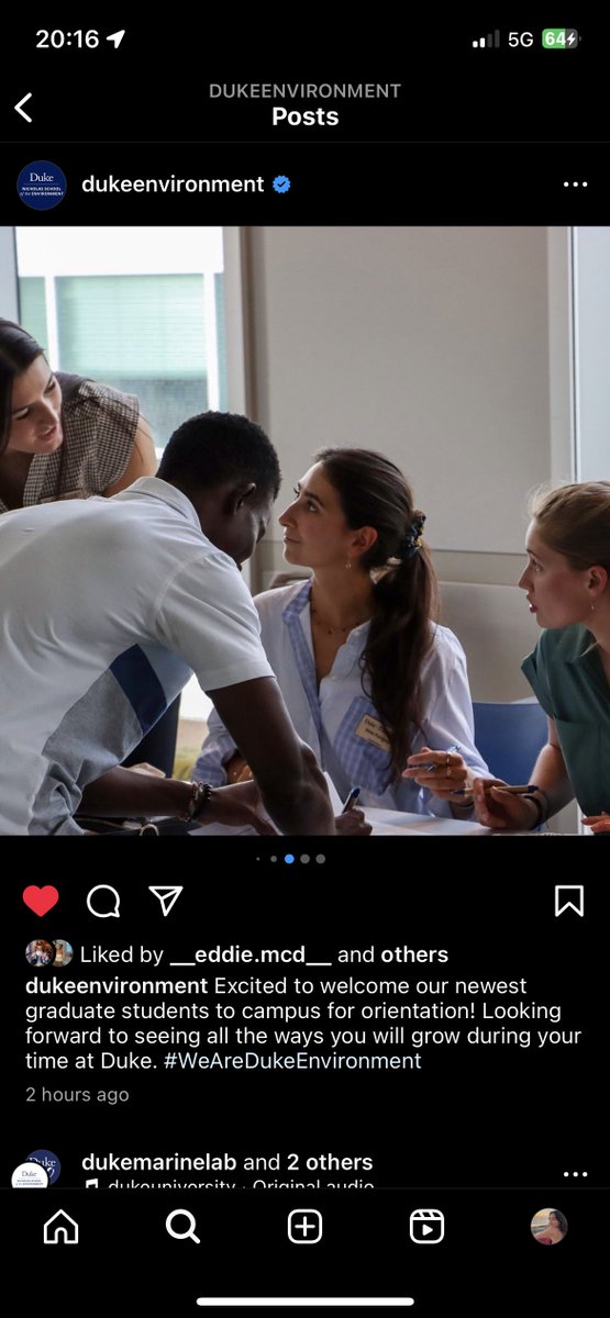 first day of school!! Starting my PhD in Marine Science and Conservation <a href="/DukeEnvironment/">Duke Environment</a>