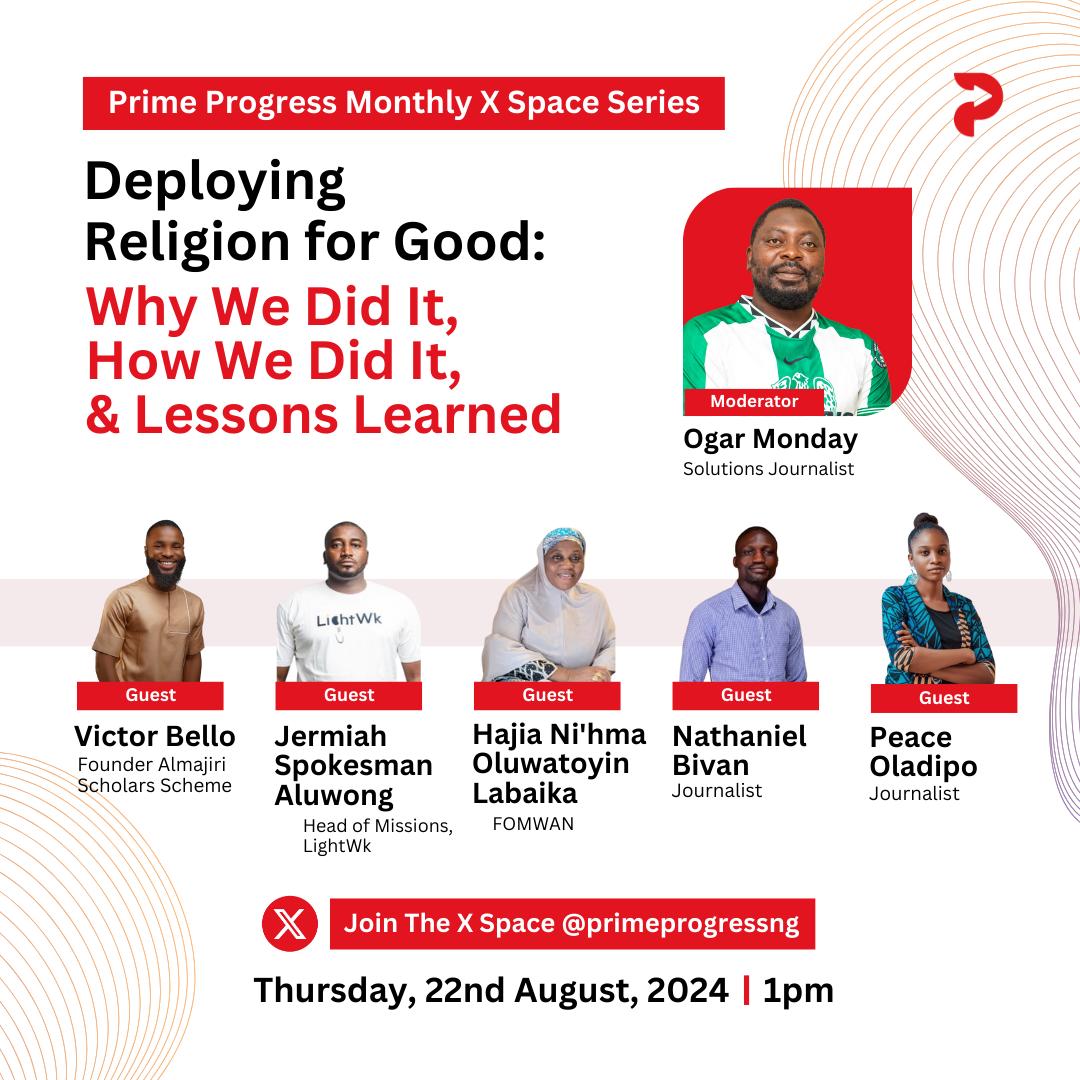 As the world commemorates International Day for Victims of Acts of Violence Based on Religion/Belief, we are shifting the discussion slightly to focus on individuals using religion for social good and what motivates them.

x.com/i/spaces/1djGX…

Our X Space will feature