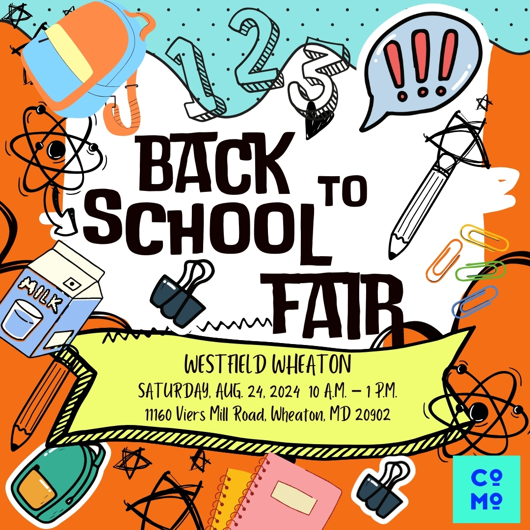 connectmoco's tweet image. The countdown to back to school is on! Get ready by attending the
@MCPS
Back-to-School Fair on August 24 from 10 a.m. to 1 p.m. at Westfield Wheaton. Don't miss out on the excitement! Learn more : mcpsmd.info/3XORCYK
