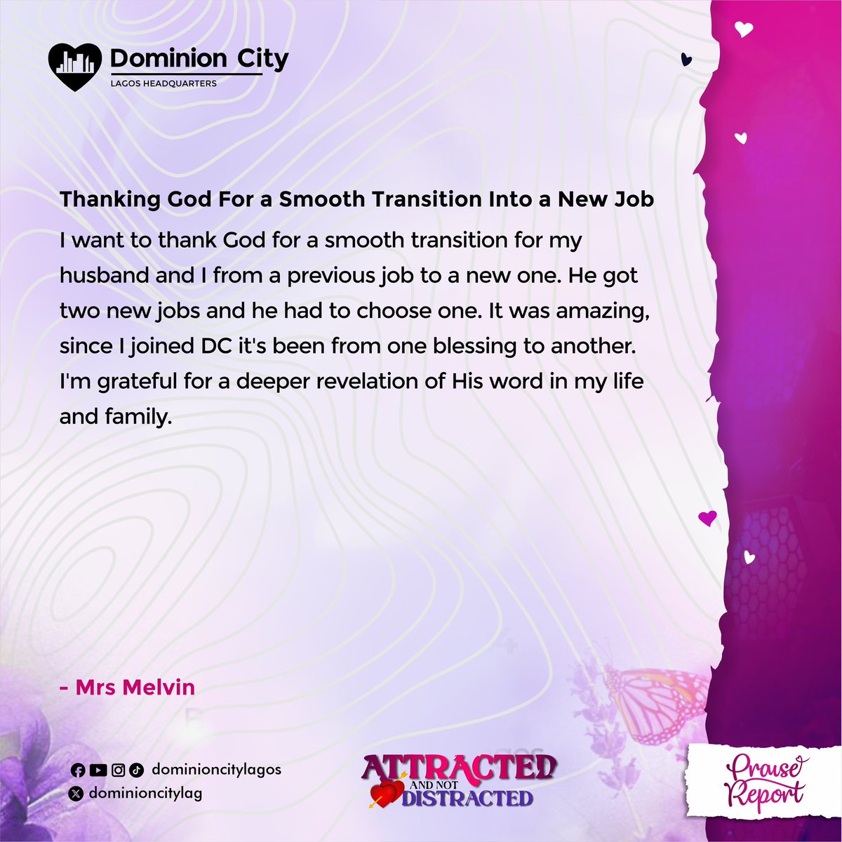 dominioncitylag's tweet photo. It’s testimony Tuesday, another day to recount the wonderous things God is doing in our midst.
#DominionCity #DCLagosHQ #AttractedNotDistracted #RelationshipSeries #CoupleService https://t.co/ODOMAIA6li