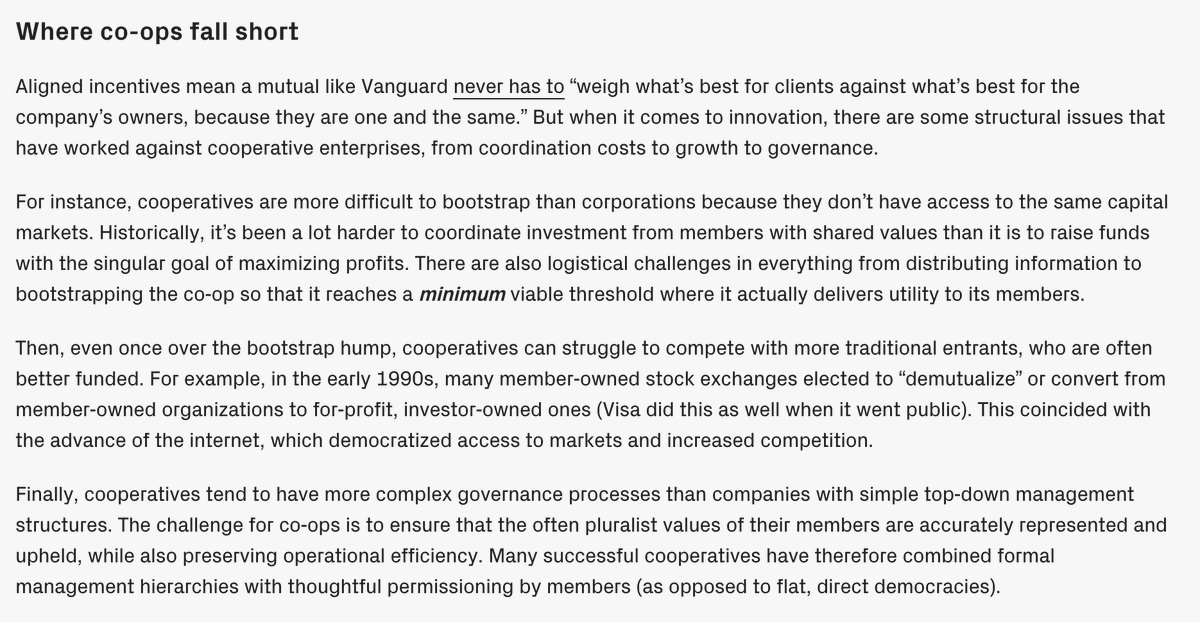austinrobey_'s tweet photo. the variant fund "ownership economy" thesis points to co-op shortcomings (mainly inaccessibility to capital) as a justification for crypto

but i can think of way more crypto pitfalls

why not focus energy on making the next gen of investable and responsive co-ops? https://t.co/MReR4kWwpf