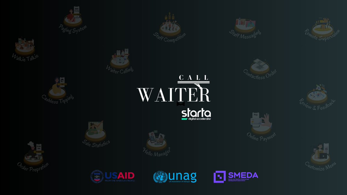 waiter_call's tweet photo. We are thrilled to announce that Waiter Call is chosen as one of Starta companies implemented by SMEDA, supported by United Nations Associations Georgia and @USAID !

#WaiterCall

Waiter Call offers 12+ products under a simple QR for hospitality establishments of any size &amp; kind. https://t.co/eNNtr0ll3J