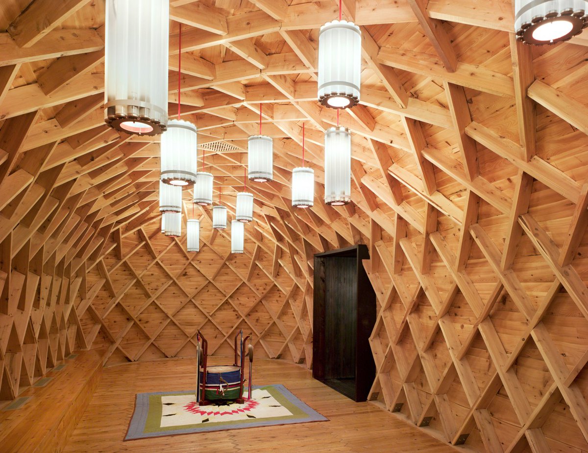 NCFST's tweet image. The design of our Longhouse located at our 30 College location derives from traditional Longhouses made from wood as the sole building material. It’s a beautiful place for community, communication, and ceremony.

#NativeChild #Toronto #Culture