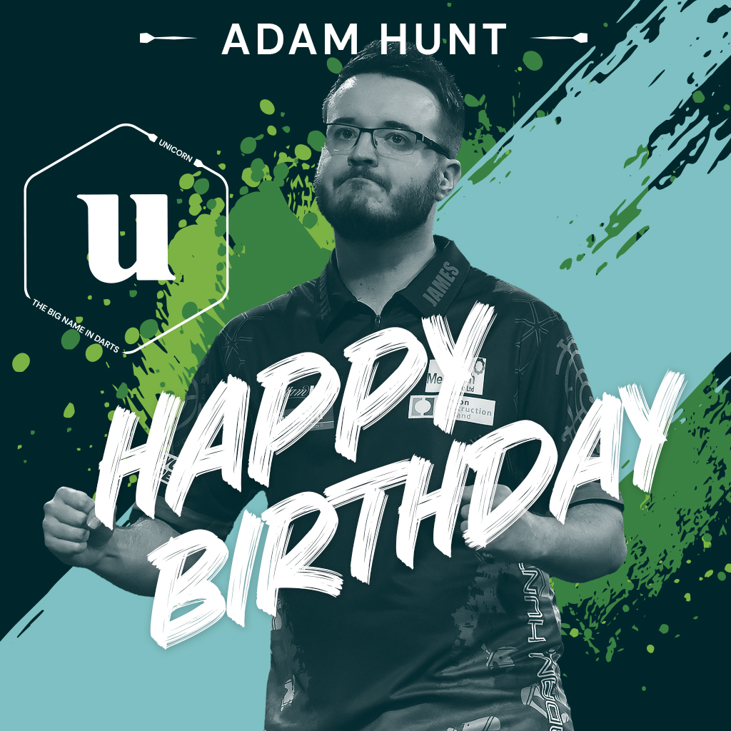 UnicornDarts's tweet photo. Happy Birthday @Adamhunt8! 🎂
The Hunter turns 31 today! 🎉
Good luck at the Pro Tours this week, Adam! 🎯
#UnicornDarts #ForEveryPlayer #AdamHunt https://t.co/zH6HyXHn74