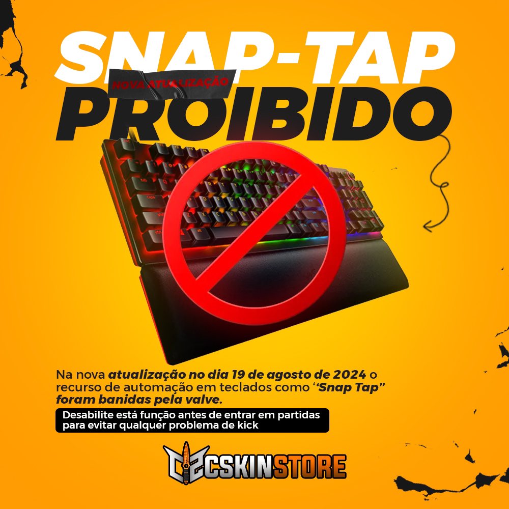 SNAP TAP BANIDO! Agora caso você use esta função seu boneco é impossibilitado de andar no mapa e irá tomar kick da partida.

Se gostou de informações como essa, curti aqui para postarmos mais!