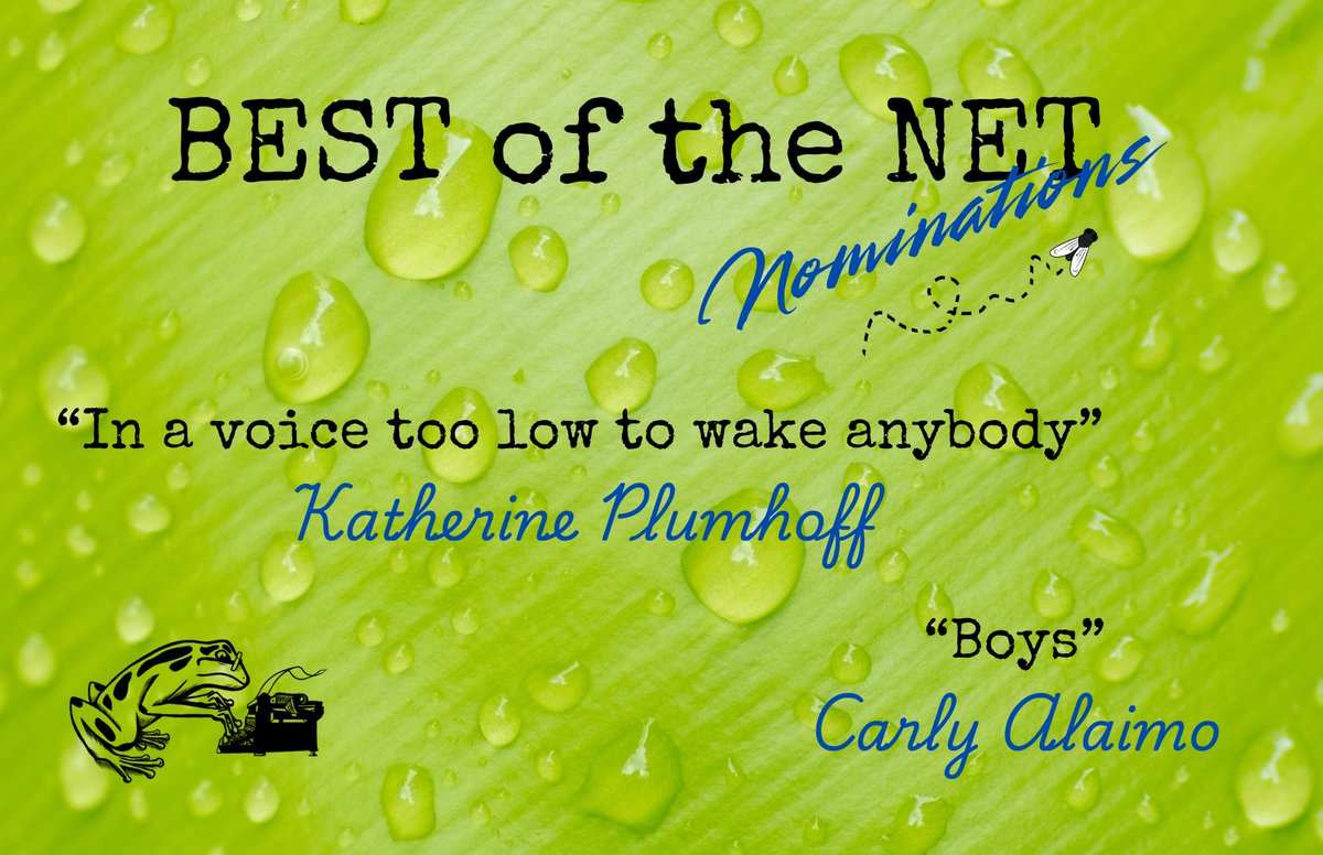 flashfroglitmag's tweet photo. Our Best of the Net nominations are in! Huge congrats and good luck to @kplumhoff and @carlyalaimo! 🐸 https://t.co/QKgDYrjtpe