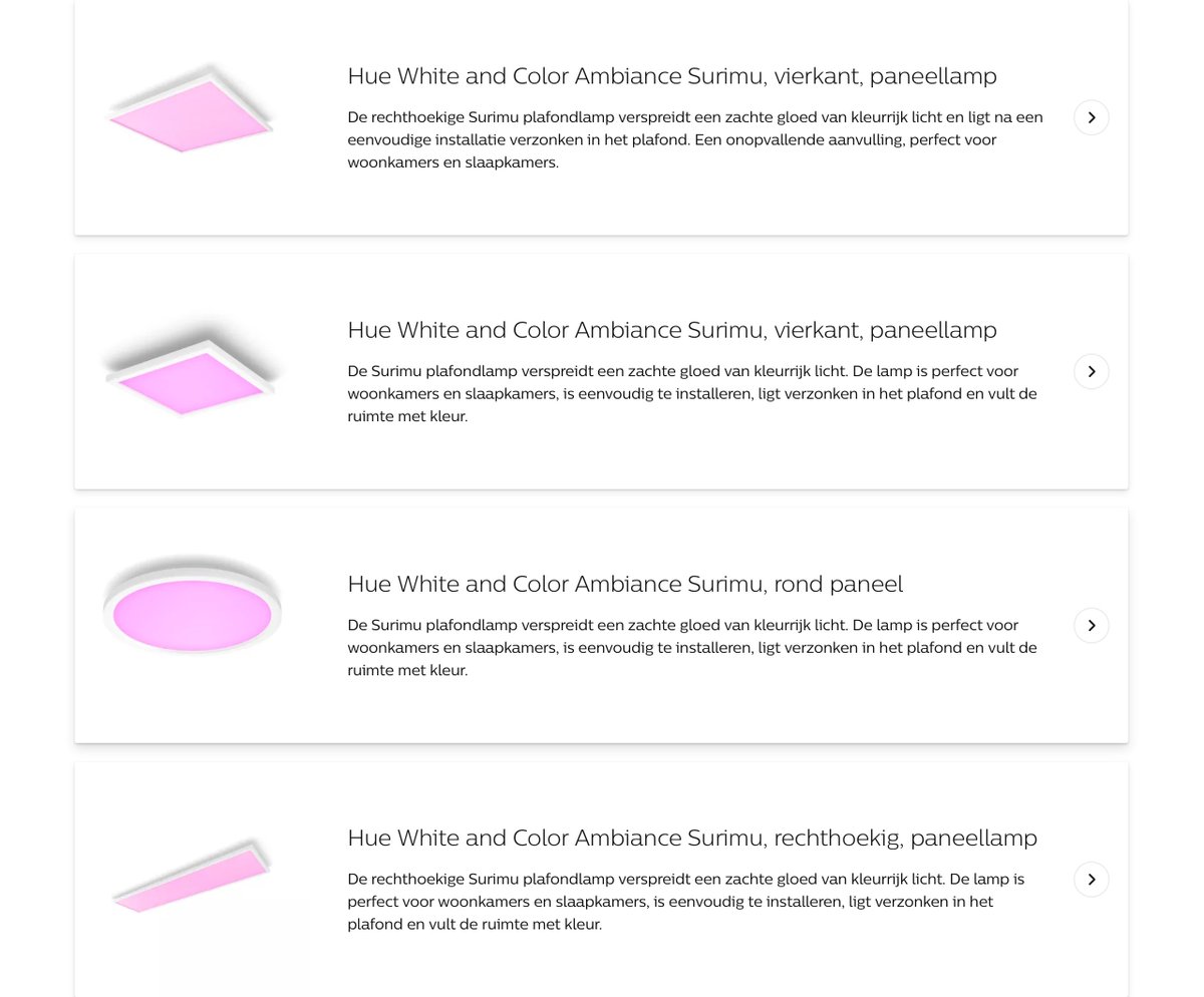 Ik durf te wedden dat niemand dit me uit kan leggen, want zelfs <a href="/tweethue/">Philips Hue</a> kwam niet verder dan "We zullen het doorgeven"

Waarom zijn de Aurelle (wit licht) lampen in wit/zwart te krijgen en de Surimu (kleur licht) lampen alleen maar in het wit?

Wat mis ik hier?