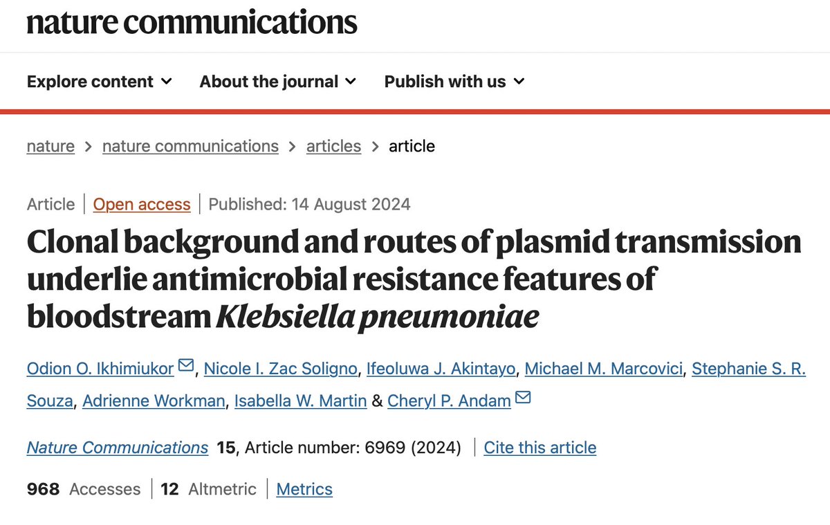 Cheryl P Andam (@cheandammicro) on Twitter photo Super happy that our recent paper on bloodstream Klebsiella is featured in <a href="/NatureComms/">Nature Communications</a> Editors' Highlights in Microbiology and Infectious Diseases nature.com/collections/je… Super happy that our recent paper on bloodstream Klebsiella is featured in <a href="/NatureComms/">Nature Communications</a> Editors' Highlights in Microbiology and Infectious Diseases nature.com/collections/je…