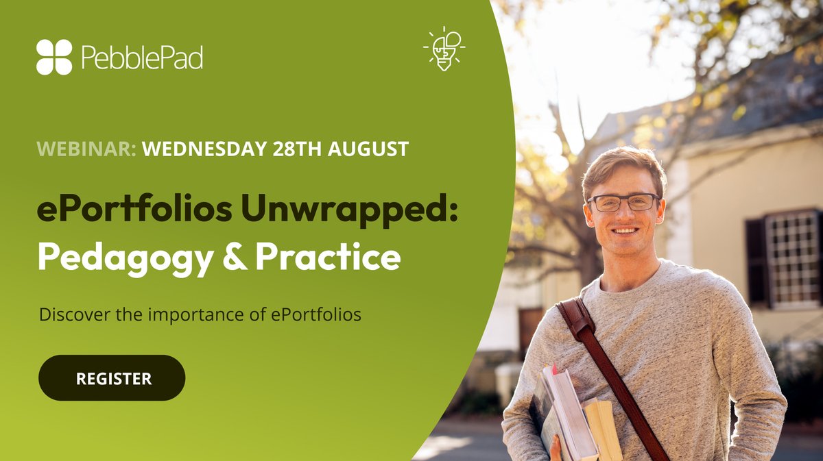 PebblePad's tweet image. Ready to transform your teaching? 

Register for our upcoming webinar on August 28th to explore the magic of ePortfolios with insights from Kate Coleman! ✨ 

Discover new assessment strategies and build a vibrant learning community. #Education #Webinar

hubs.ly/Q02LGD-k0