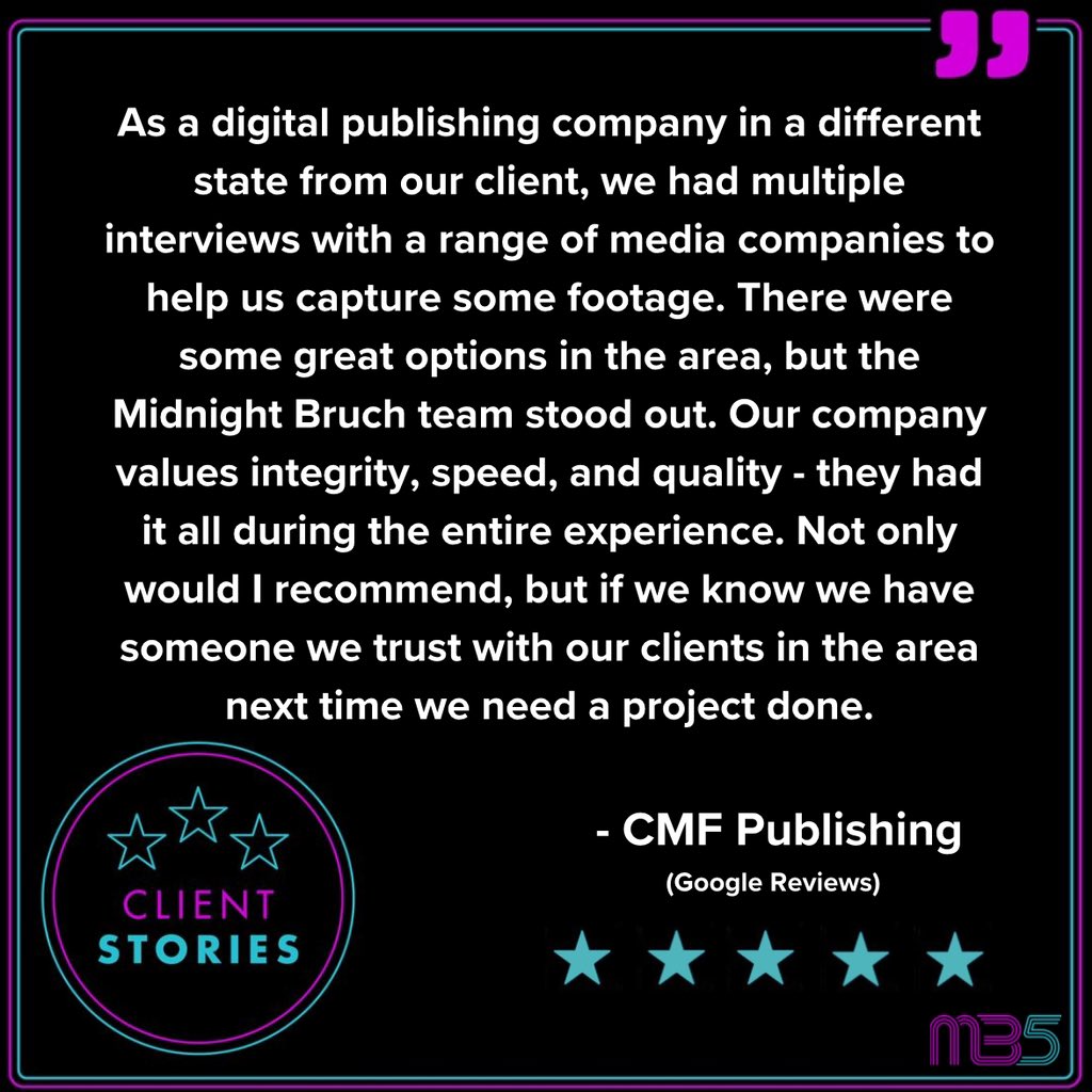 midnight_brunch's tweet photo. Thank you CMF Publishing for your feedback! There’s nothing more exciting to us than providing a top-notch experience for our clients. 

Click the link in our bio to book with us!

#midnightbrunch #videoproduction #clientreview #clientfeedback #wegetitdone https://t.co/lXfITEea3v
