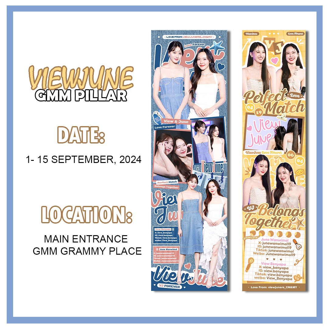 📢【September Project】

Date 📆 : 1-15 September 2024
Location 📍: Main Entrance GMM Grammy Place

𝓥𝓲𝓮𝔀𝓳𝓾𝓷𝓮 𝔀𝓲𝓵𝓵 𝓬𝓸𝓷𝓽𝓲𝓷𝓾𝓮

From: viewjuners_CN&amp;MY 

#viewjune #วิวจูน