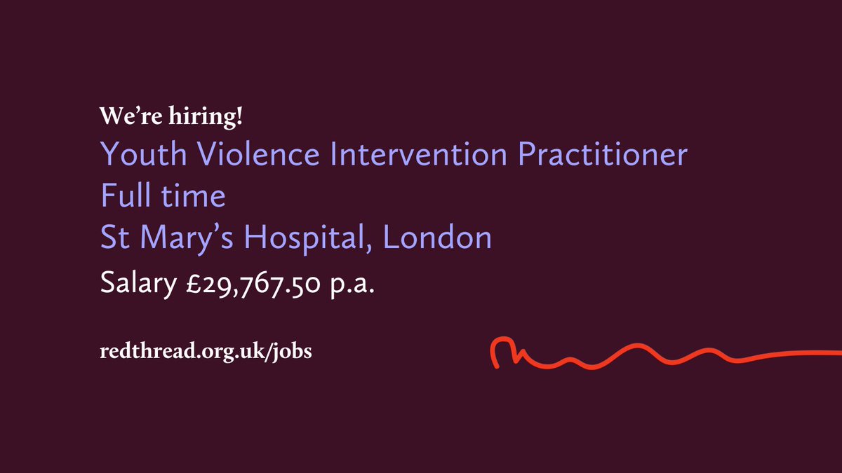 Join us as a Youth Violence Intervention Practitioner!

We are a dynamic, driven and passionate organisation that supports young people impacted by serious violence, exploitation, vulnerability and harm.

To join us, apply at: redthread.org.uk/job-vacancies