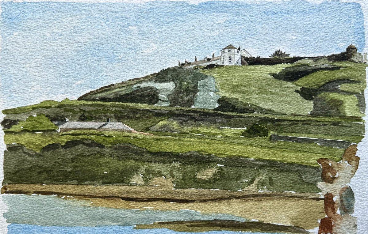 Essex Castle overlooking Longis Bay #Alderney #watercolour #sketch
