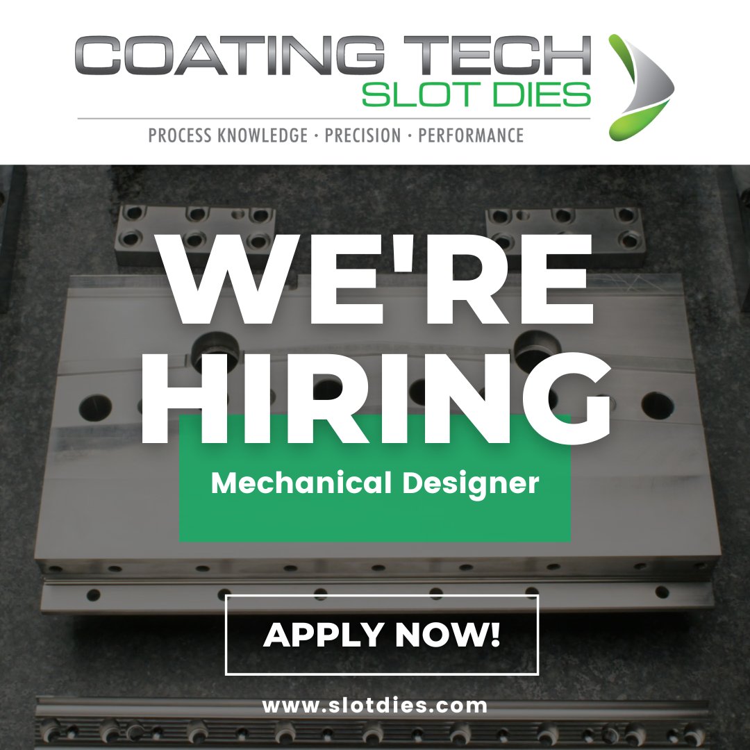 We are hiring! We are seeking a Mechanical Designer for a hybrid position based in Eau Claire, Wisconsin. Learn more or apply online here: indeed.com/jobs?q=coating…