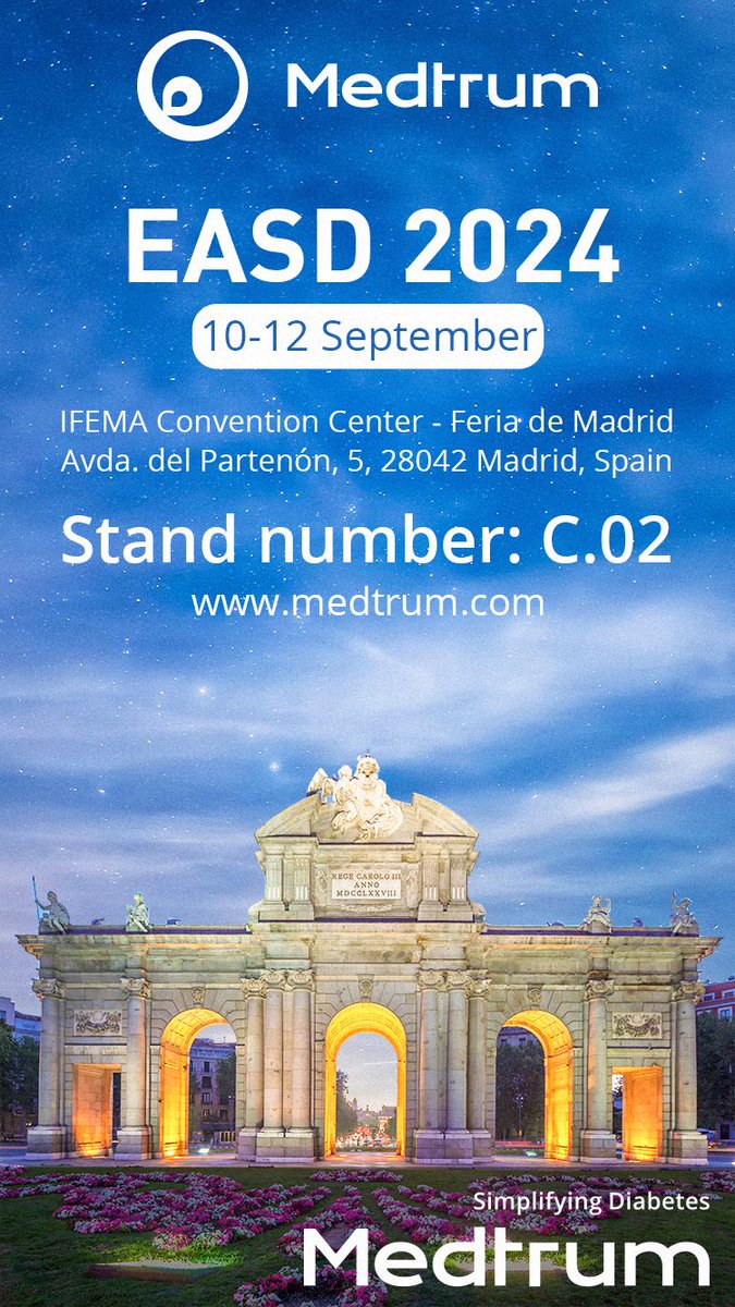 The EASD congress will be held in Madrid this year and our Medtrum team is looking forward to welcoming you there!Find us on stand C.02, see the TouchCare® Nano System in action and learn how it can help you and your patients #simplifydiabetes #Medtrum #EASD2024 #diabetes
