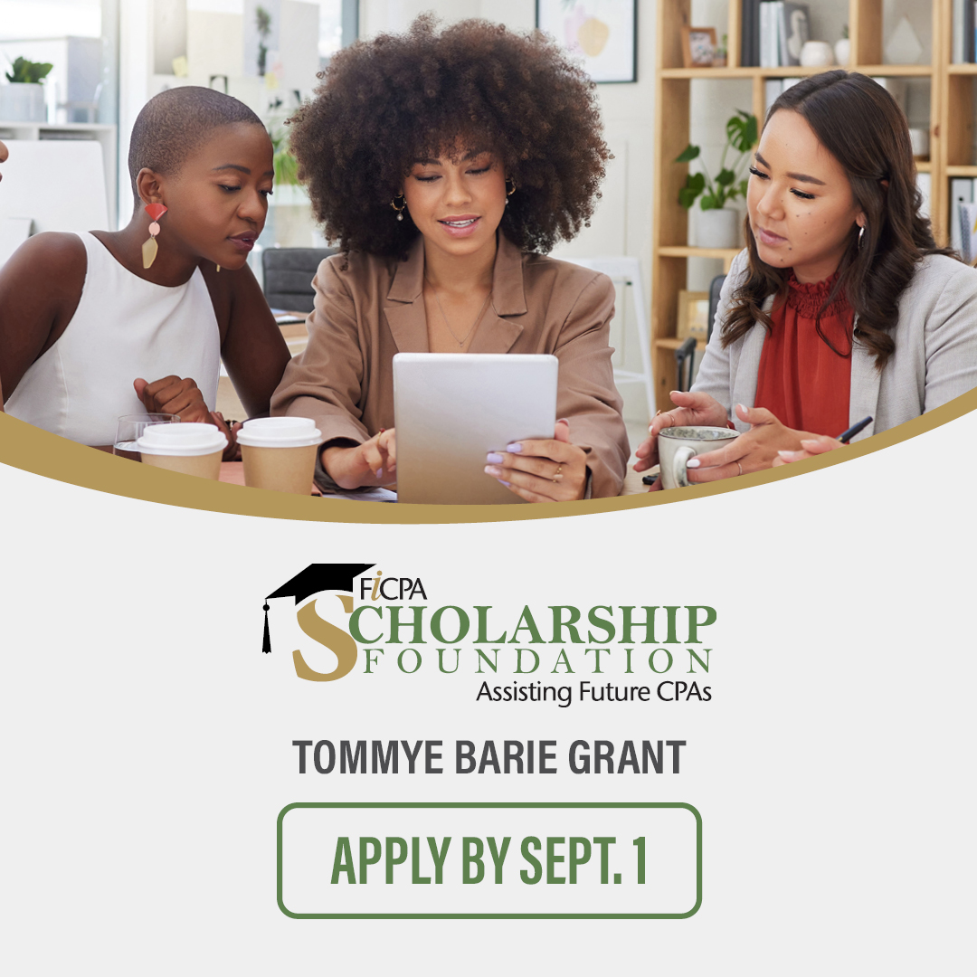 APPLICATION DEADLINE EXTENDED! Female CPAs licensed in Florida can apply for the Tommye Barie Grant covering the full registration for the AICPA’s live and online Women’s Global Leadership Summit, Nov. 11-13 in Bellevue, WA. Apply by Sept. 1.
bit.ly/4aRYXKY