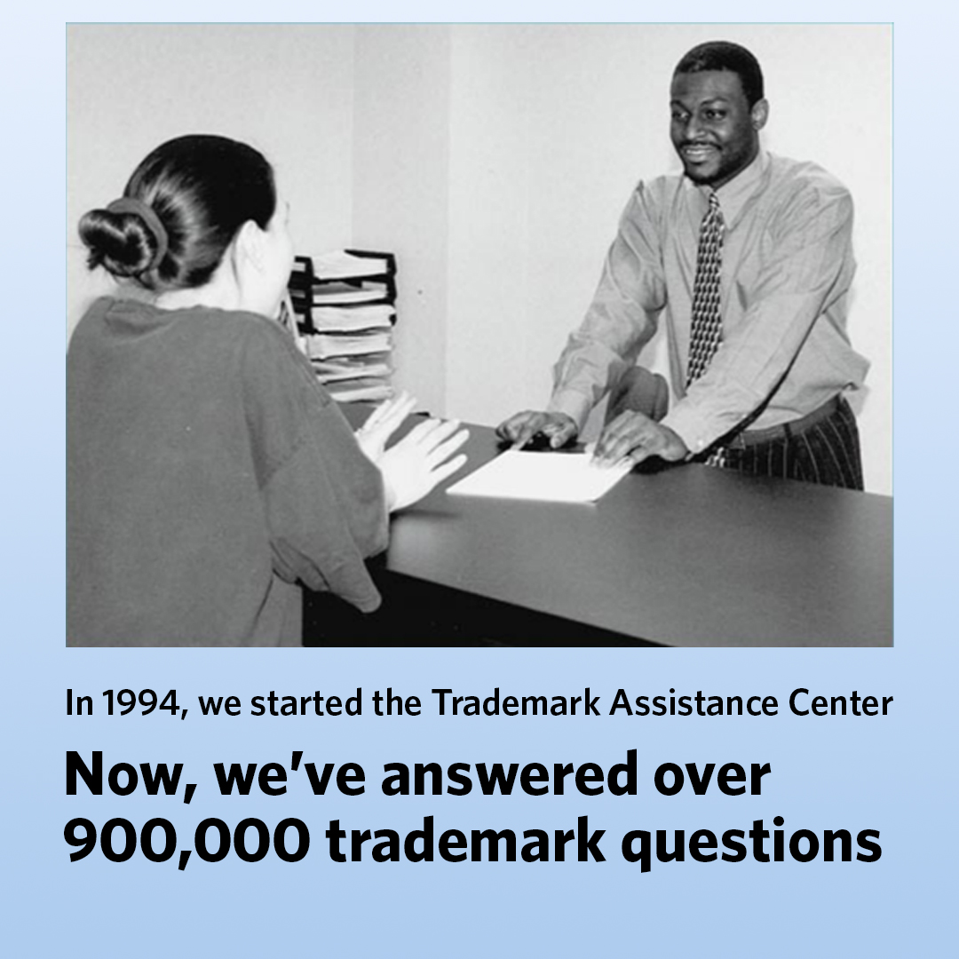 uspto's tweet image. What started as a pilot program with eight employees has grown into a go-to destination for trademark customers powered by 27 skilled professionals. Learn more about the center: bit.ly/3Sao3NH 

#ProtectWhatYouLove #30YearsOfService #30YearsOfTAC