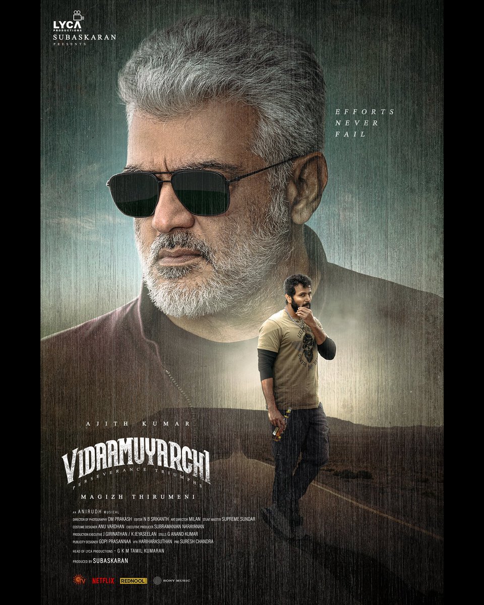 Sony Music South India (@sonymusicsouth) on Twitter photo Presenting the look of actor <a href="/actorsanjaysara/">Ganesh Saravanan</a> & <a href="/Iam_Dasarathi09/">@ActorDasarathi</a> 🤩 from VIDAAMUYARCHI 🎬 Prepare for an intense showdown. 🔥
#VidaaMuyarchi #EffortsNeverFail
#AjithKumar #MagizhThirumeni <a href="/LycaProductions/">Lyca Productions</a> #Subaskaran <a href="/gkmtamilkumaran/">GKM Tamil Kumaran</a> <a href="/trishtrashers/">Trish</a> <a href="/akarjunofficial/">Arjun</a> Presenting the look of actor <a href="/actorsanjaysara/">Ganesh Saravanan</a> & <a href="/Iam_Dasarathi09/">@ActorDasarathi</a> 🤩 from VIDAAMUYARCHI 🎬 Prepare for an intense showdown. 🔥
#VidaaMuyarchi #EffortsNeverFail
#AjithKumar #MagizhThirumeni <a href="/LycaProductions/">Lyca Productions</a> #Subaskaran <a href="/gkmtamilkumaran/">GKM Tamil Kumaran</a> <a href="/trishtrashers/">Trish</a> <a href="/akarjunofficial/">Arjun</a>