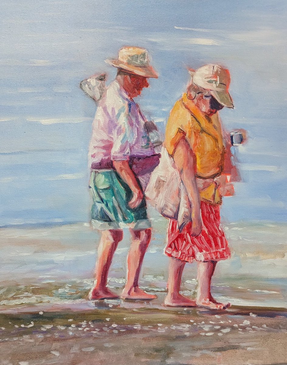 “Beachcombers” by BarbTravaleArtist. Oil on canvas.

On display in #PortDover at #Cabin519.