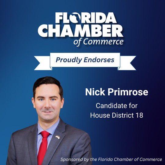 _EricCarr's tweet photo. 🗳️🇺🇸 Get and and vote for @NickPrimrose for House District 18! Nick’s commitment to pro-business policies will help drive Florida's economic growth and create opportunities for ALL. #PickNick for #HD18. #FlaPol https://t.co/sjdk6Bm1N5