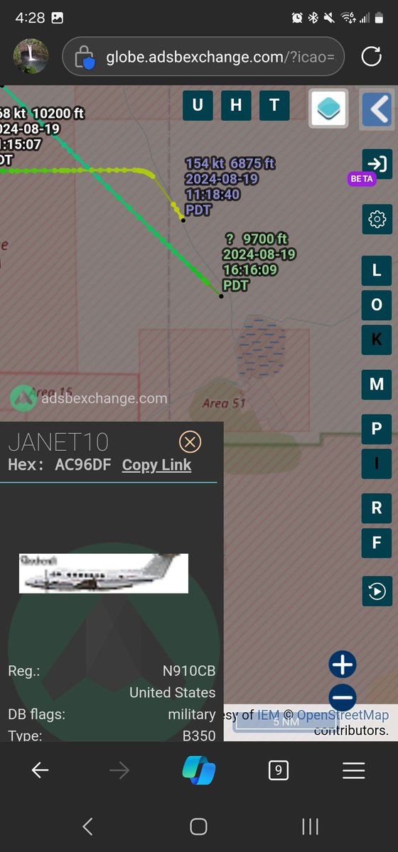 norb420's tweet photo. #AC96DF as #JANET10 From yesterday. You do see many Janet flight to NAS Fallon. From Vegas to Fallon, 1 and 45ish minutes on the ground and then on to Groom/Area 51 on the ground there for 5ish hours. Return to NAS Fallon with 15ish minutes on the ground. Interesting to say the least🤔.