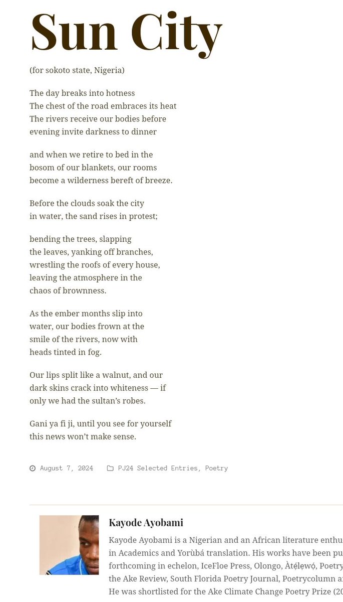 KayodeAyobamii's tweet photo. long time no pub. I've got a new poem out in the world today. Many thanks to the @PoetryJourn editors for giving this a home in their first issue.

https://t.co/1rIeLw6j8C https://t.co/iMpPTVII24