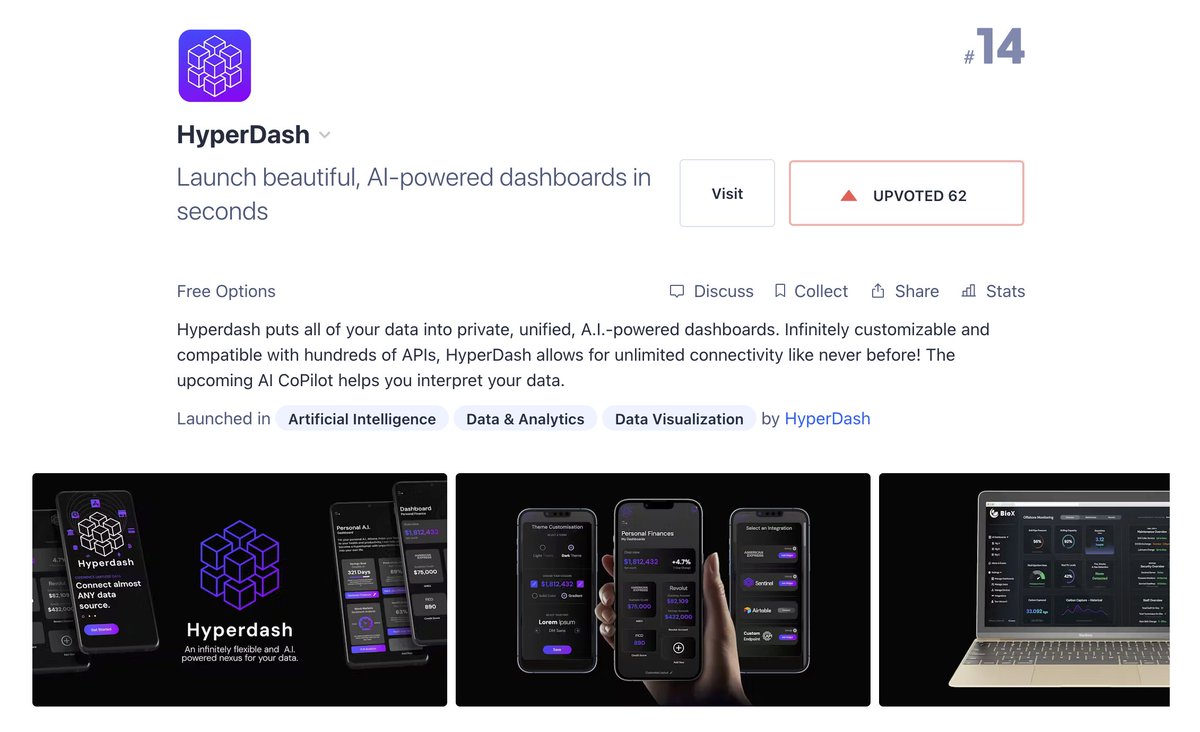 #14 App today on <a href="/ProductHunt/">Product Hunt 😸</a> and climbing!!

Thank you to everyone for your comments and positive feedback <3  producthunt.com/posts/hyperdas…

#producthunt #ai #app #hyperdash