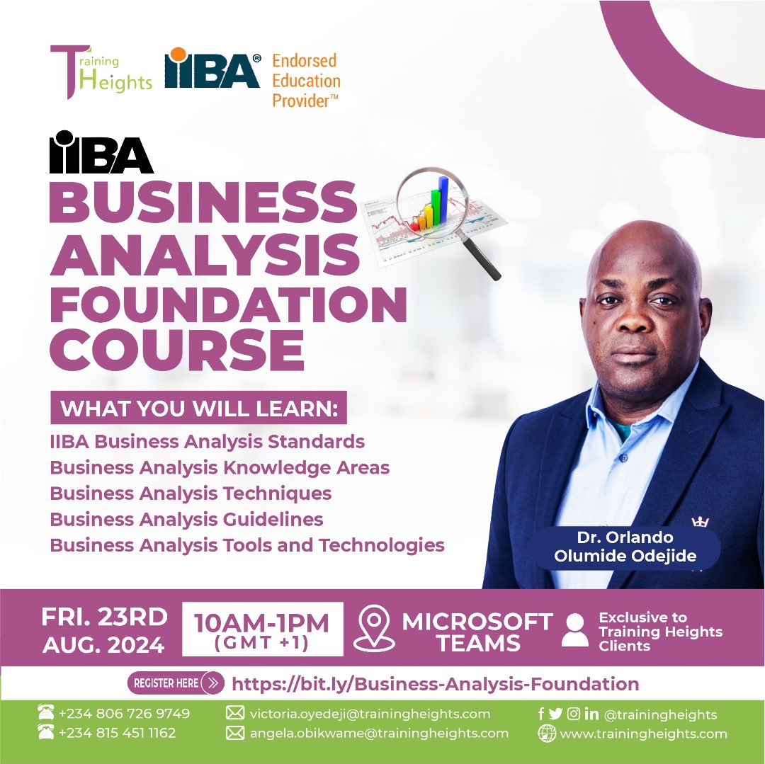 TrainingHeights's tweet photo. Does the world of business analysis intrigue you, but you’re unsure where to start? Then this course is designed to equip you with the skills and knowledge to thrive as a successful business analyst.

Register now
https://t.co/ICqlF3Hxyv
Contact us 0807269749
#businessanalysis https://t.co/KycrybF85A