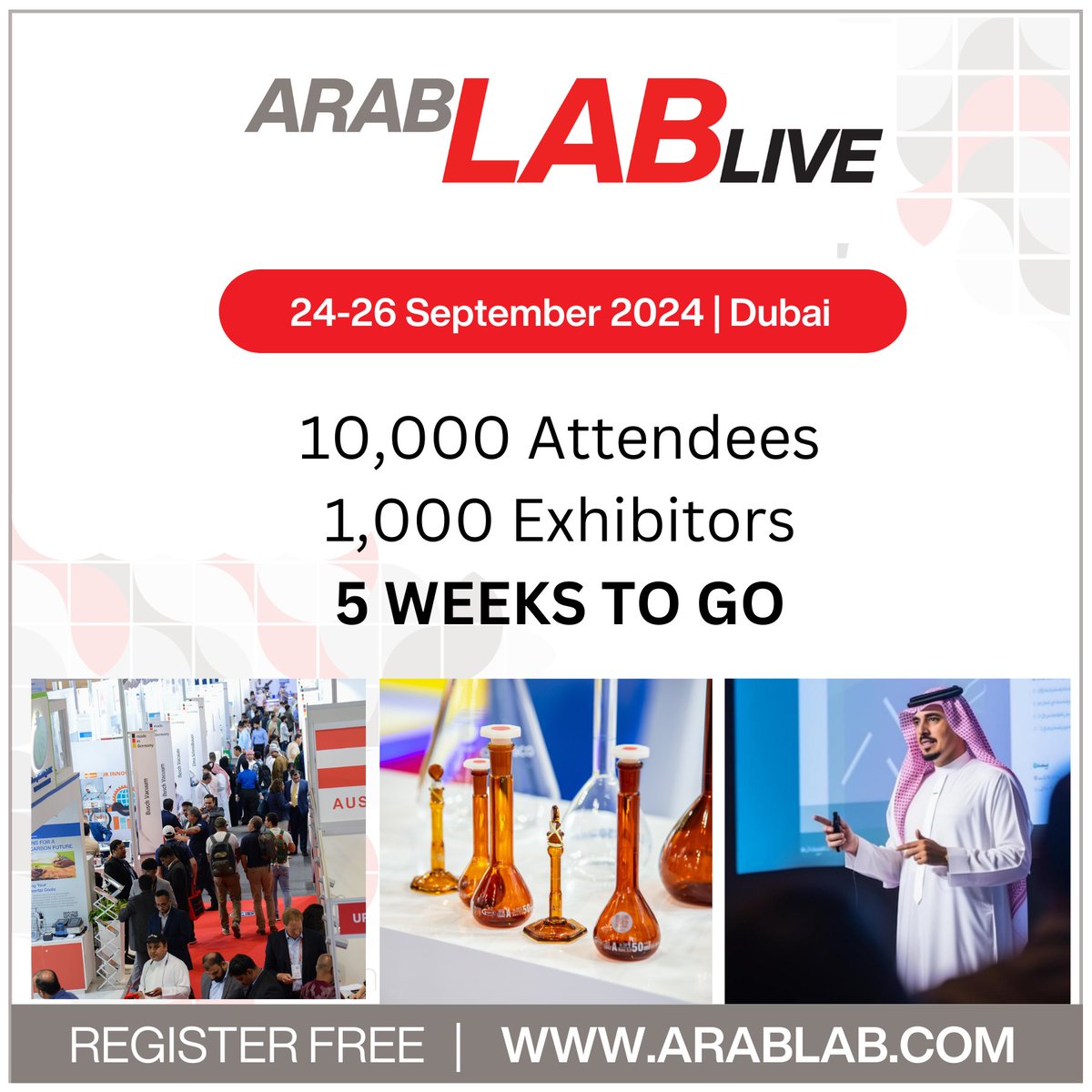 ArabLab's tweet image. ❗ 5 weeks to go ❗
Join us at #ARABLAB LIVE on 24-26 September for a unique opportunity to explore cutting-edge #labtechnology, network with industry leaders, and gain insights from expert speakers.
Register free today 👇
bit.ly/4fUfiRW