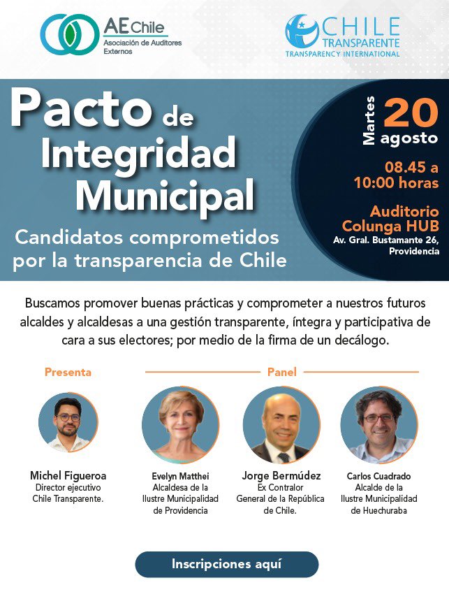 Ch_Transparente's tweet photo. ¡EL DÍA HA LLEGADO! Nos vemos hoy 8:45 am. 📍Colunga HUB
¿No sabes cómo llegar? 👉🏻 https://t.co/sNFPUmg6EG
¡Te esperamos! #pactodeintegridad https://t.co/frZnKujyrv