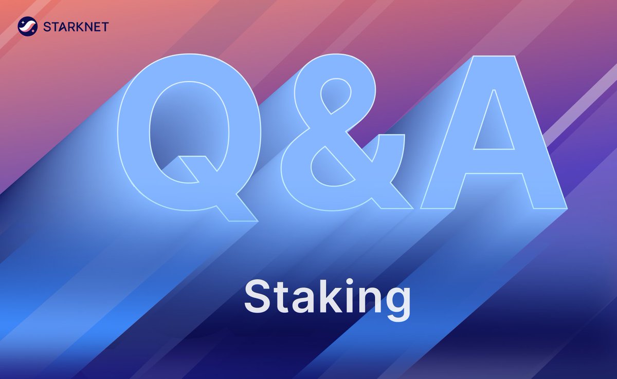 Starknet's tweet photo. Staking on Starknet is a monumental milestone for our network.

Here is everything you need to know about it 👇

1️⃣ What is staking on Starknet?

Staking involves locking your STRK tokens in the Starknet staking contract to earn rewards proportional to your stake. 

You can participate as:
A Staker: You are expected to run a full node.
A Delegator: You can delegate your STRK tokens to a staker.

2️⃣ Why is staking a milestone for Starknet?

Staking is a significant milestone for Starknet as it enhances the network's security, decentralization, and efficiency. It incentivizes participation and aligns economic interests, ensuring a robust and democratically governed ecosystem. While all effects might not be immediate, step by step, Starknet moves closer to its vision of decentralization. Notably, Starknet is the only L2 to announce and implement staking so far.

Staking also adds a new utility to the STRK token:
✅ Gas fees payment on Starknet
✅ Governance
⏳ Staking (Q4 2024)

3️⃣ Why is the staking protocol implementation gradual?

We aim for a stable and reliable PoS mechanism long-term. Staking is crucial for the network's stability and security. Therefore, it requires comprehensive testing and validation. Introducing features in small, manageable milestones ensures careful implementation and integration. This approach allows for refinement and issue resolution as they arise, and it gives network participants time to adapt, maximizing stability during the transition.

4️⃣ How to stake STRK once live on Starknet?

You can participate as a "Staker" or a "Delegator."
Stakers: Expected to run a full node, and to stake a minimum of 20k STRK
Delegators: Can delegate tokens to a specific staker through a simple transaction on the official UI or through various dApp UIs (wallets, explorers, etc.).

And here is an alpha: several teams are developing LST products on top of our staking feature, allowing simultaneous participation in staking and Starknet DeFi (but introducing some risks).

Note that all community members can participate as stakers or delegators. However, StarkWare, the Foundation, and locked tokens cannot participate during the initial stage of staking.

5️⃣ Is there a lockup period for Staking?

Yes, if stakers and delegators decide to unstake their tokens, they must wait a 21-day lockup period to receive their tokens. During this time, they will not earn staking rewards and cannot withdraw their funds. This measure ensures the network's security and stability.
On the other hand, delegators can change their delegate at any time without a lock-up period, enhancing the delegation market’s competitiveness.

6️⃣ What is the Starknet minting curve?

The Starknet minting curve is a predefined schedule dictating how new tokens are created and distributed to stakers. It reacts to the market:

If a lot of STRK is locked, inflation will be higher, and rewards lower. If less STRK is locked, inflation will be lower, and rewards higher.

This incentivizes participation in staking without causing excessive inflation and while ensuring a substantial portion remains available for DeFi activities and fee payments. Inflation will be capped between 1.8% and 2.5%.

7️⃣ Wen wen wen?

We aim to launch the first phase of staking:
🎯 On Testnet in September
🎯 On Mainnet in October

Yes, this huge milestone is happening very soon! 🤓

The next stage, a few months after the first, will include:
🔺Voting power
🔺Attesting blocks
🔺UI improvements

If you have more questions about staking let us know 🤓
For more 👇
https://t.co/CaWEX86bks