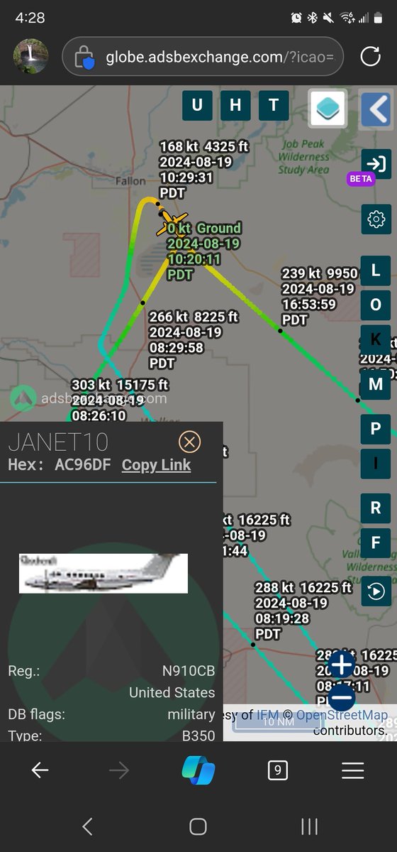 norb420's tweet photo. #AE10C2 as #VV375 Came from Andrews AFB KADW and landed at 10:05am local at NAS Fallon. #AC96DF as #JANET10 departed NAS Fallon for Groom/Area51 at 10:29am local. VIP visit to check out the new toys😎😶‍🌫️. https://t.co/dqoe0iQxng