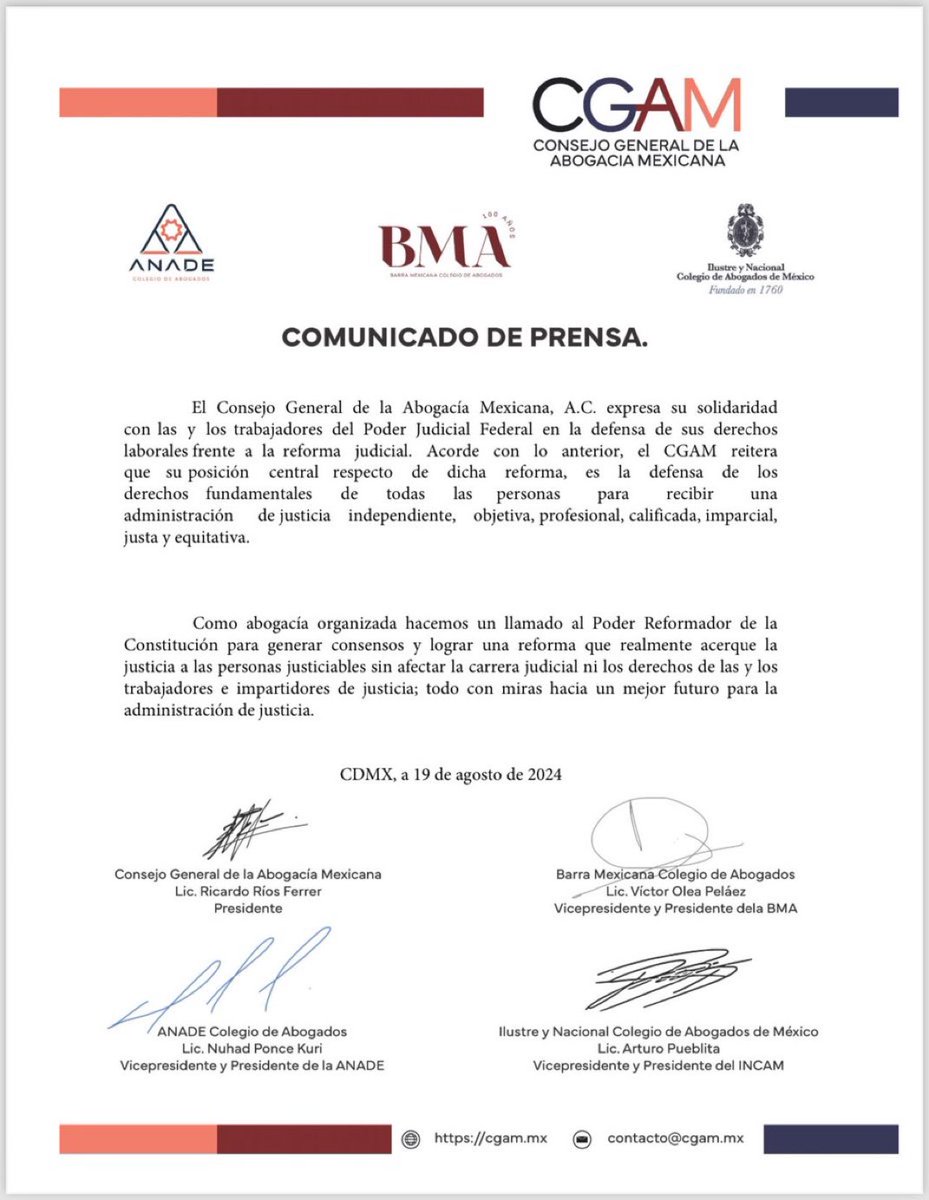 👊 La abogacía organizada de México está con los trabajadores del Poder Judicial de la Federación. ¡Estamos juntos en esto! #TodosSomosPJF
