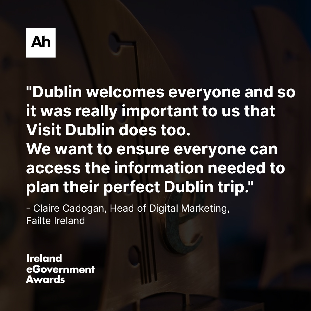 AllhumanAgency's tweet photo. When we began working on redesigning @VisitDublin, we knew that one of the key goals was to ensure digital accessibility.

So, getting this nomination for an @irelandegov Universal Design and Inclusion award is fantastic 🥳 https://t.co/GVcYbXnavs